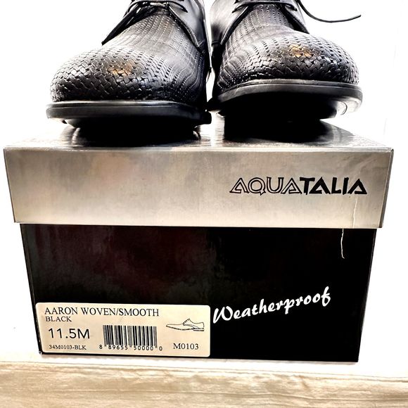 AQUATALIA MEN\'S AARON WOVEN/SMOOTH BLACK LEATHER DRESS OXFORDS SZ 11.5M US NIB main image 11